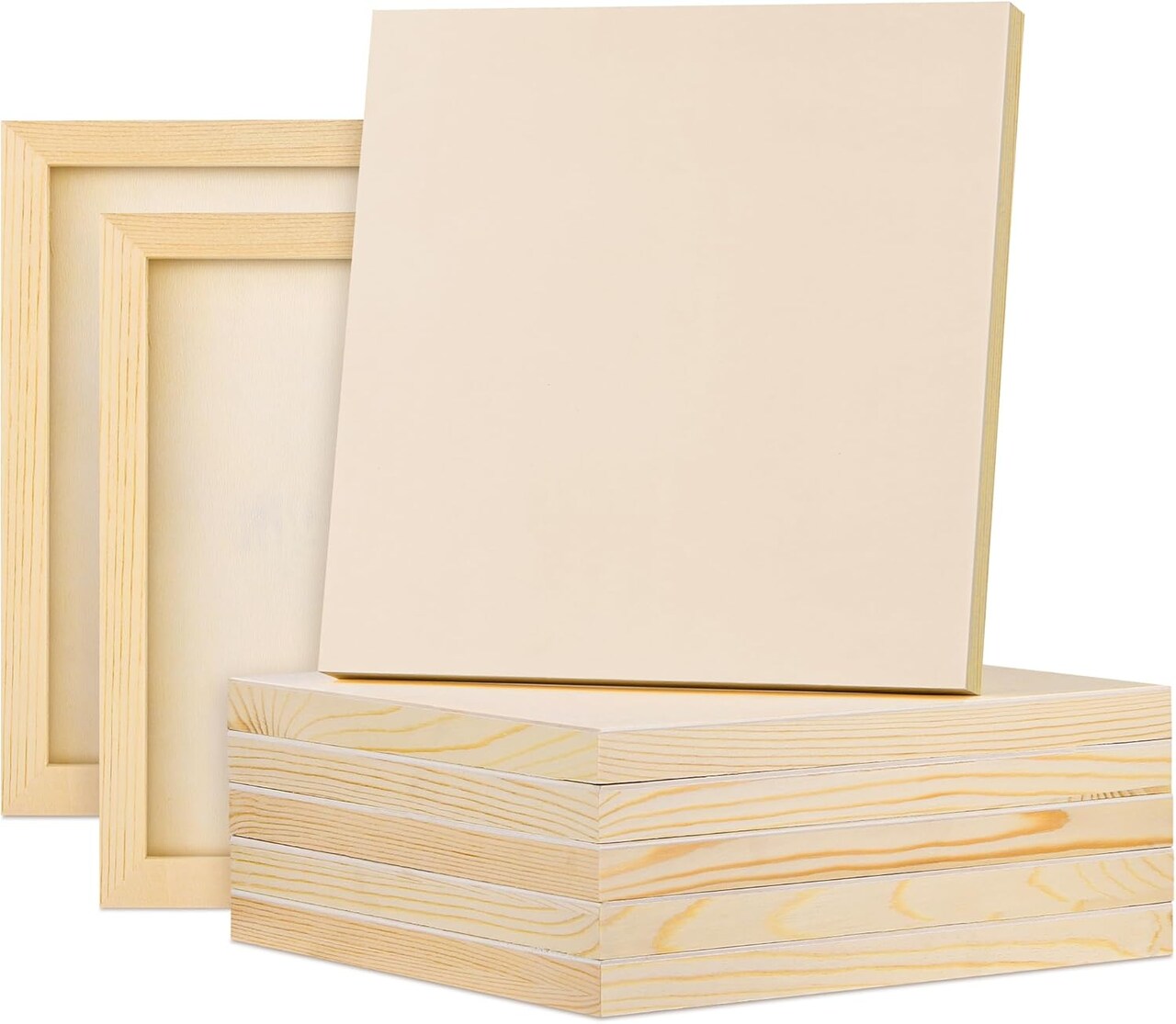 8 Pack Wood Panels 10 x 10 Inch Wooden Panels Canvas Unfinished Craft Wood Boards Panels for Art Crafts Acrylic and Oil Painting Pouring DIY Projects
